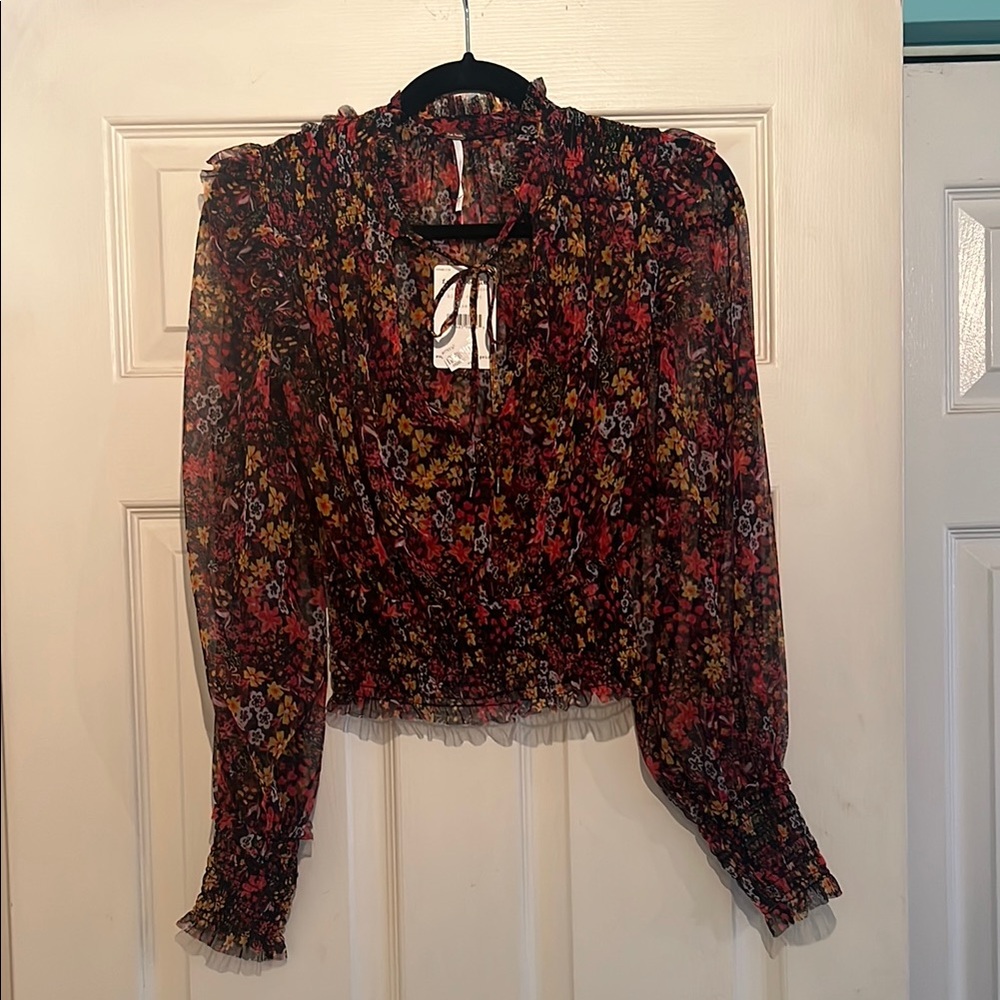 Free People Floral Long Sleeve Women's Top